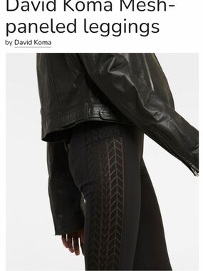 David Koma Black Mesh-Panel Leggings